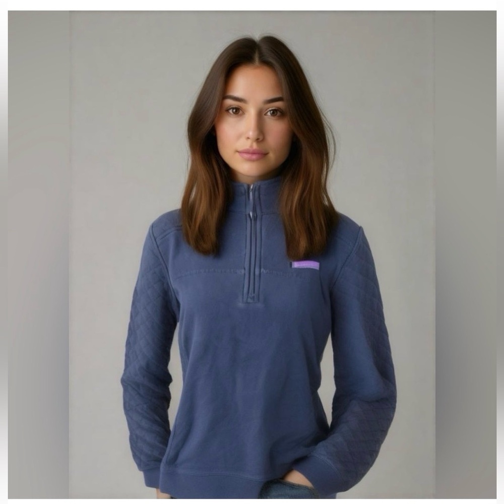 Vineyard Vines Navy 1/4 Zip Quilted Pullover | XS - Picture 8 of 8